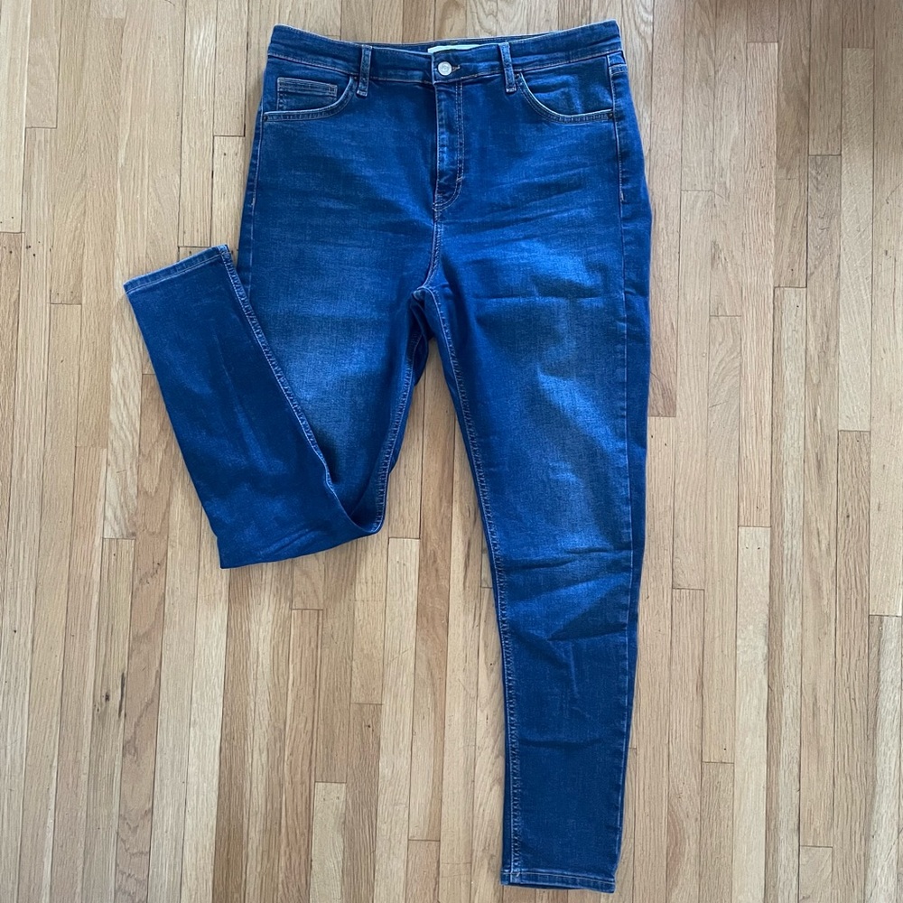 Topshop dark blue skinny jeans